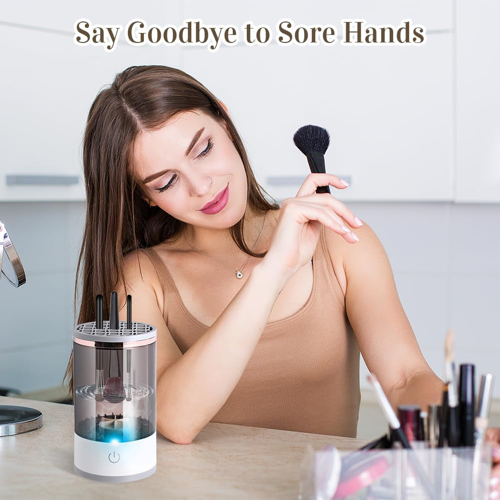 Electric Makeup Brush Cleaner, Makeup Brush Cleaner Machine with Brush Clean Mat, Automatic Cosmetic Brush Cleaner Makeup Brush Tools for All Size Beauty Makeup Brushes Set, Gift for Women Wife