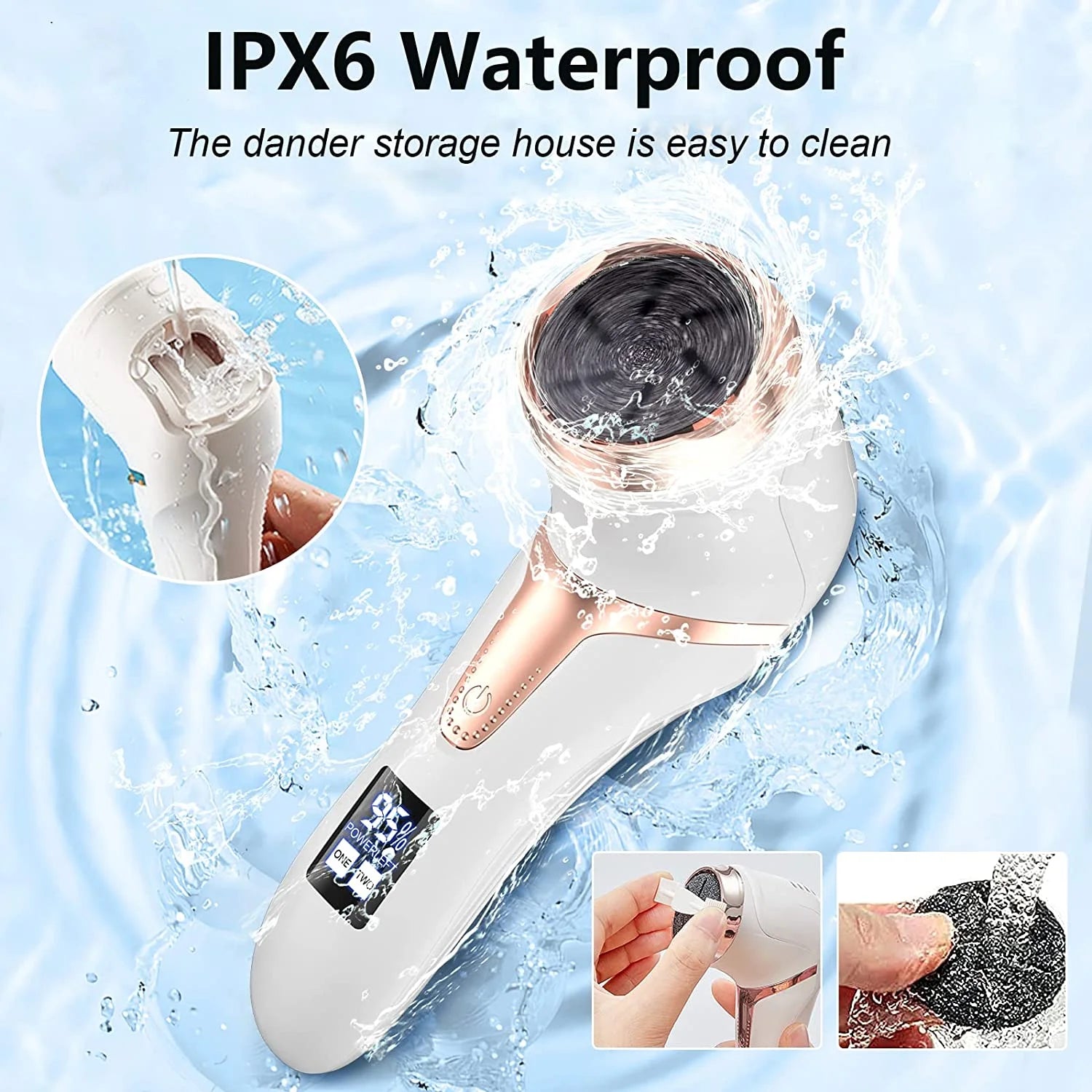 Electric Foot Callus Remover with Vacuum Cleaner, Rechargeable Foot File Dead Skin Remover with 2 Speed, 3 Grinding Head, LCD Display, Professional Kit for Foot Care White