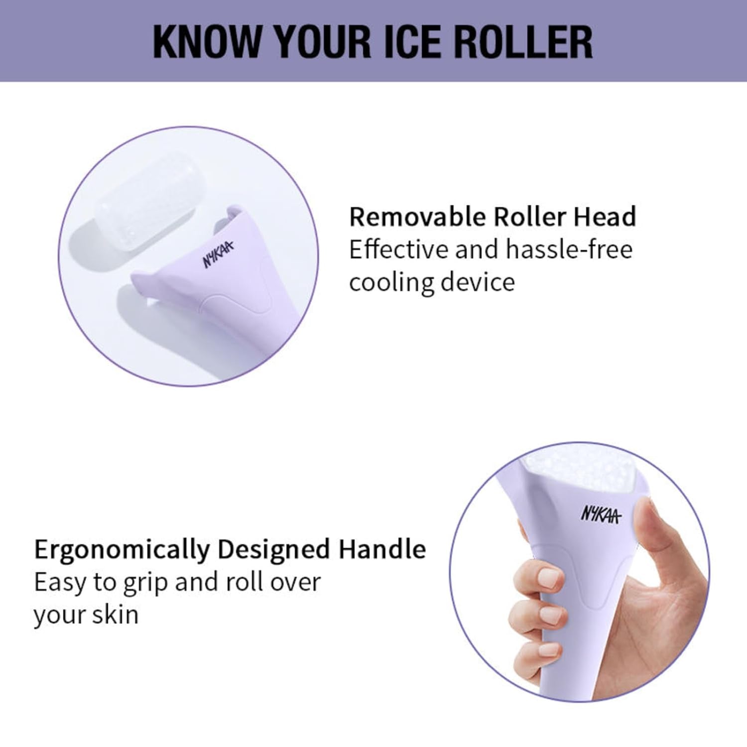 Ice Roller Massage for Face Toning - Reduces Clogged Pores - Improves Absorption - Releases Neck Stiffness - Lavender - 1 Pc