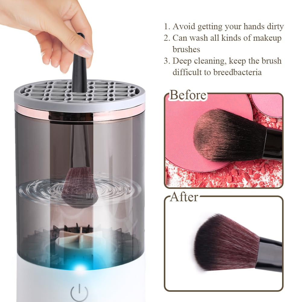 Electric Makeup Brush Cleaner, Makeup Brush Cleaner Machine with Brush Clean Mat, Automatic Cosmetic Brush Cleaner Makeup Brush Tools for All Size Beauty Makeup Brushes Set, Gift for Women Wife
