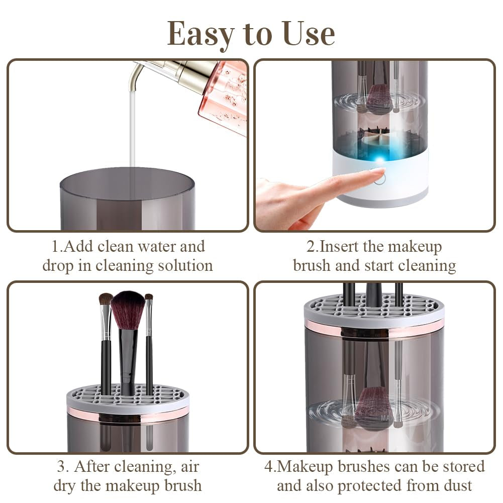 Electric Makeup Brush Cleaner, Makeup Brush Cleaner Machine with Brush Clean Mat, Automatic Cosmetic Brush Cleaner Makeup Brush Tools for All Size Beauty Makeup Brushes Set, Gift for Women Wife