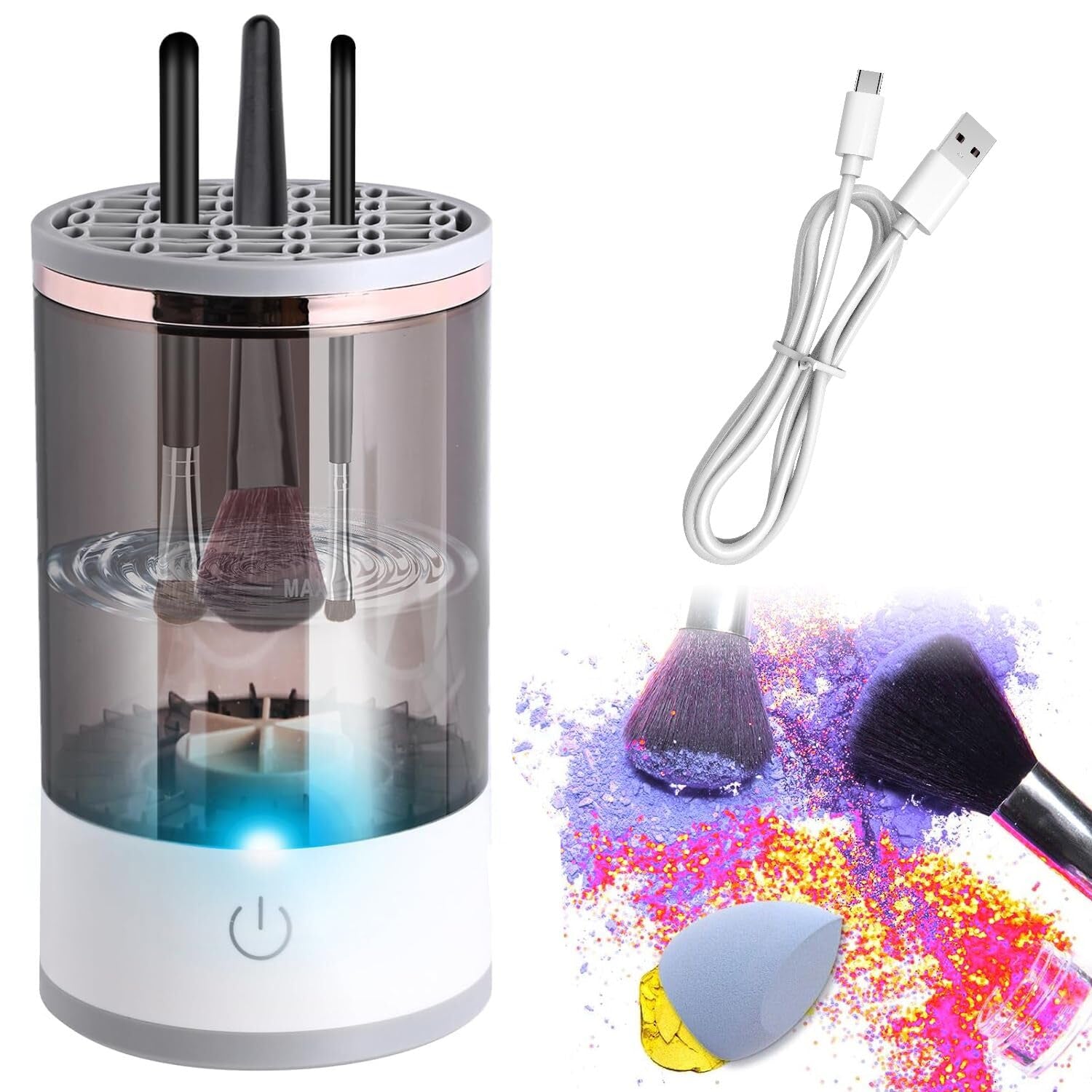 Electric Makeup Brush Cleaner, Makeup Brush Cleaner Machine with Brush Clean Mat, Automatic Cosmetic Brush Cleaner Makeup Brush Tools for All Size Beauty Makeup Brushes Set, Gift for Women Wife