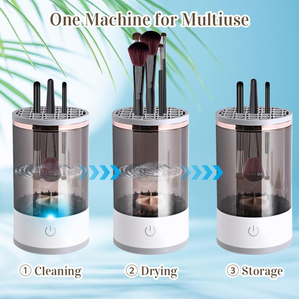 Electric Makeup Brush Cleaner, Makeup Brush Cleaner Machine with Brush Clean Mat, Automatic Cosmetic Brush Cleaner Makeup Brush Tools for All Size Beauty Makeup Brushes Set, Gift for Women Wife