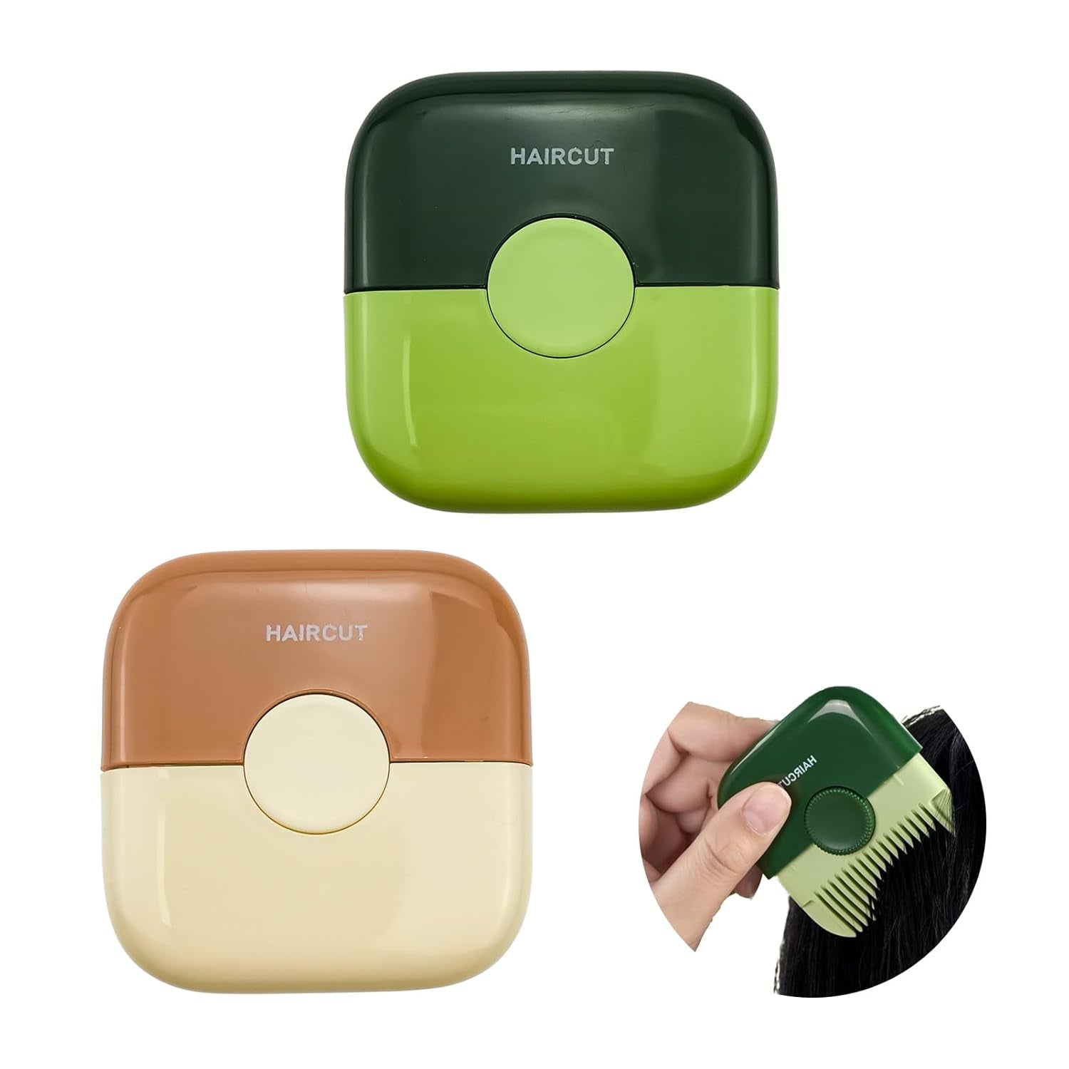 2 PACK Split End Trimmer, 2 in 1 Bangs Trimmer ABS Protective Cover, Dustproof Design Organizes Broken Hair and Cuts