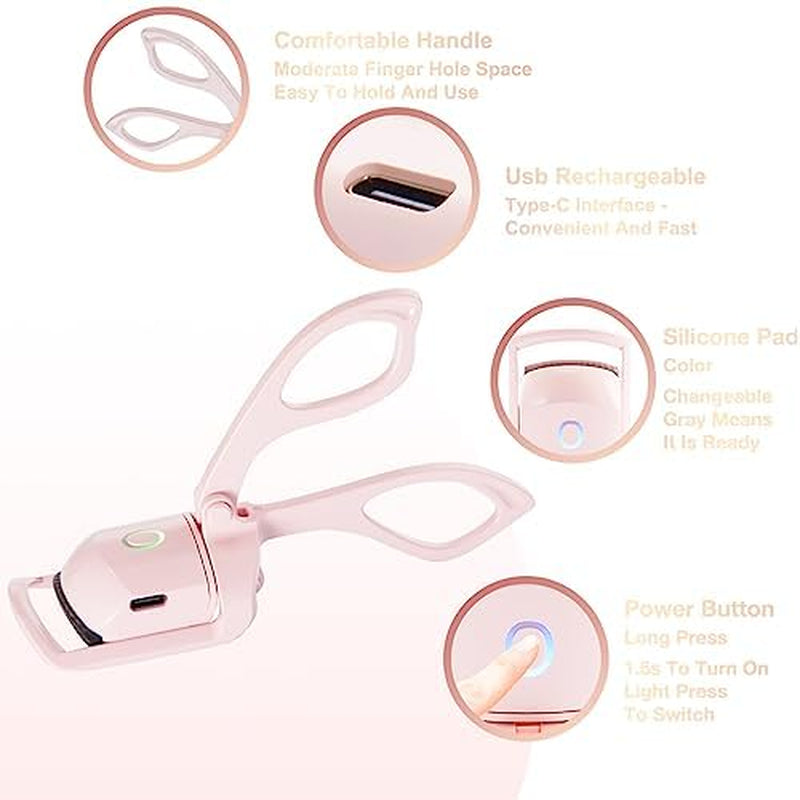 Heated Eyelash Curlers Electric Eye Lash Curler with Mascara or False Eyelash Makeup Comb - Three Heating Modes Create Eye Opening & Lifted and Natural Lashes