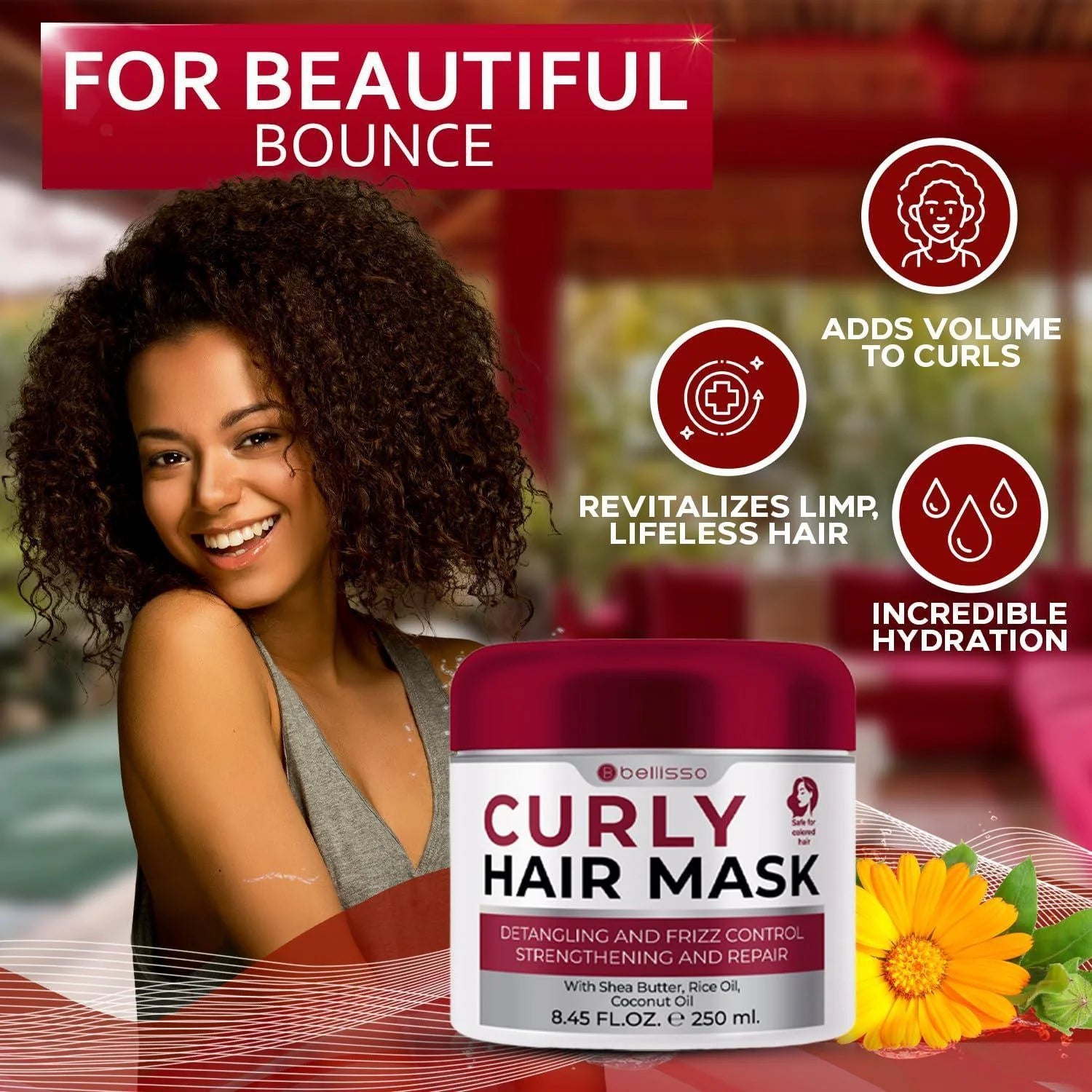 Curly Hair Mask Deep Conditioning Curl Enhancing Split End Repair for Women And