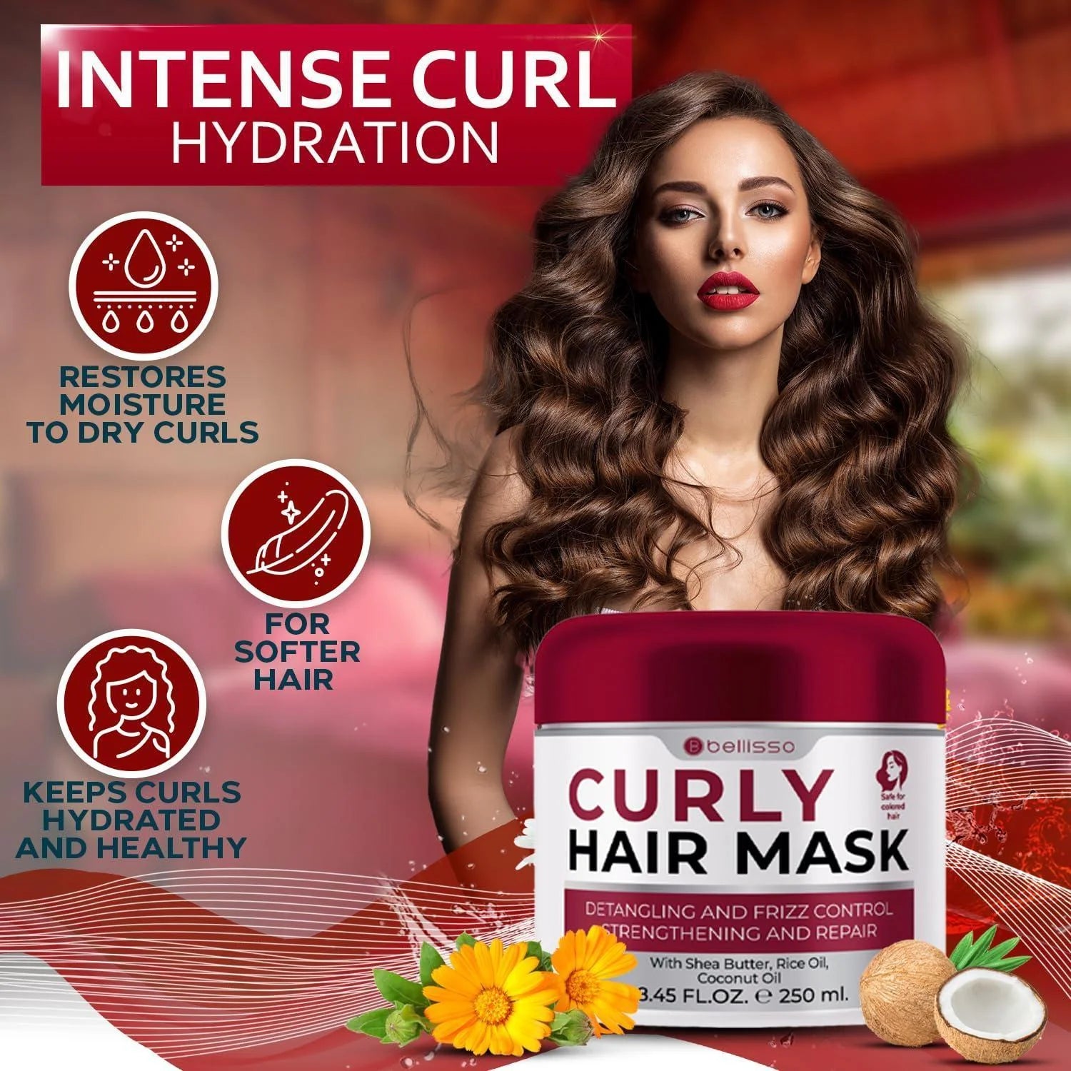 Curly Hair Mask Deep Conditioning Curl Enhancing Split End Repair for Women And