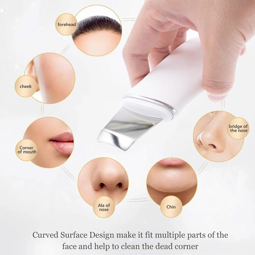Skin Scrubber Ultrasonic Face Spatula Black Head Remover 4-In-1 for Deep Cleansing and Pore Extraction Face Tool Skin Care Women Gift