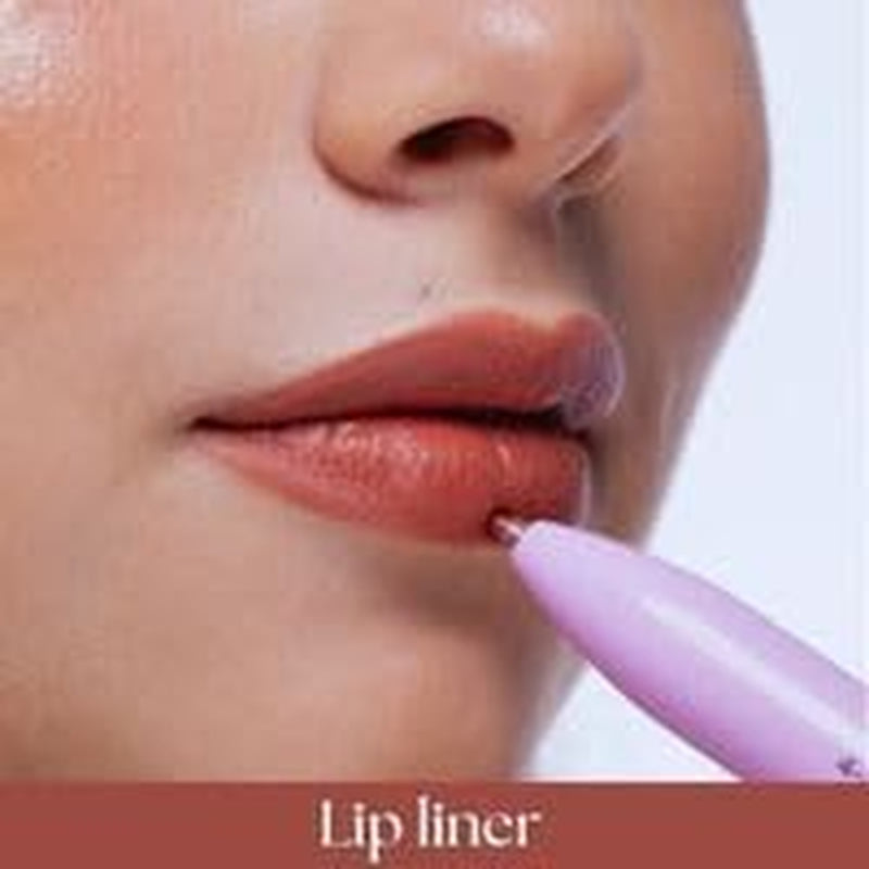 - 4 in 1 Makeup Touch up Pen with Brown Mauve Lip Liner, Black Eyeliner, Dark Brown Eyebrow Pencil, and Champagne Gold Highlighter, Compact Beauty Pen, Smudge Proof, Vegan, Cruelty-Free