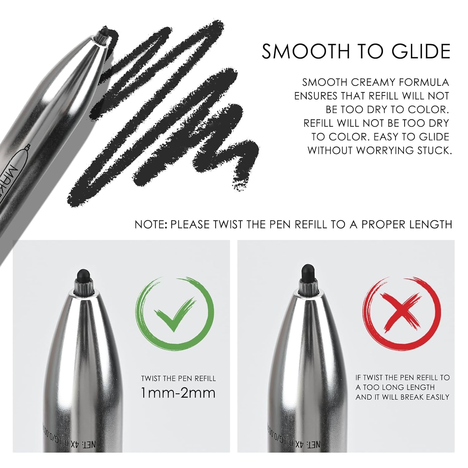 4-In-1 On-The-Go Travel Makeup Pen - Eyeliner in Black & White, Eyebrow Pencil in Brown, Highlighter - Smooth Glide, Easy Carry