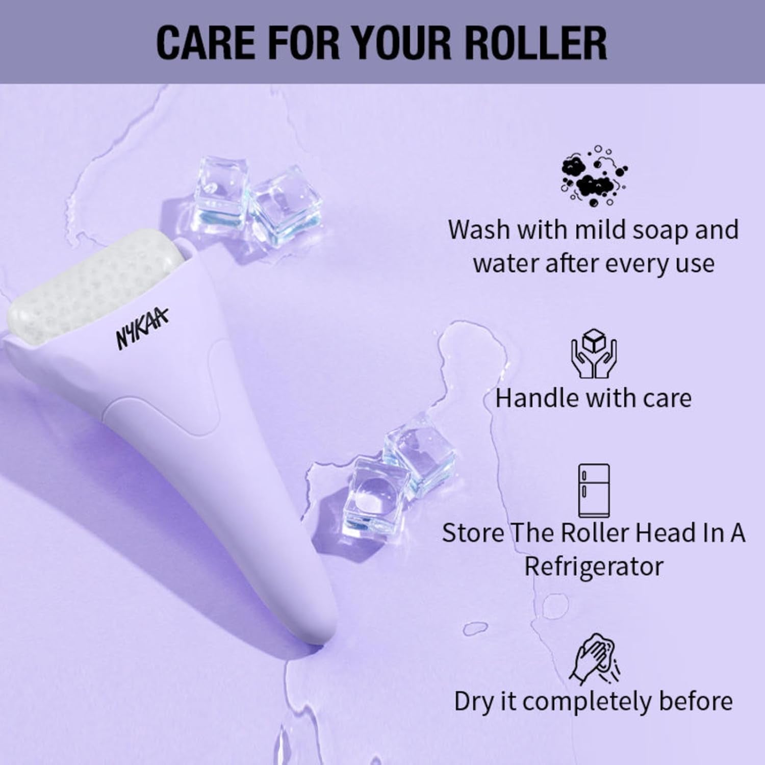 Ice Roller Massage for Face Toning - Reduces Clogged Pores - Improves Absorption - Releases Neck Stiffness - Lavender - 1 Pc