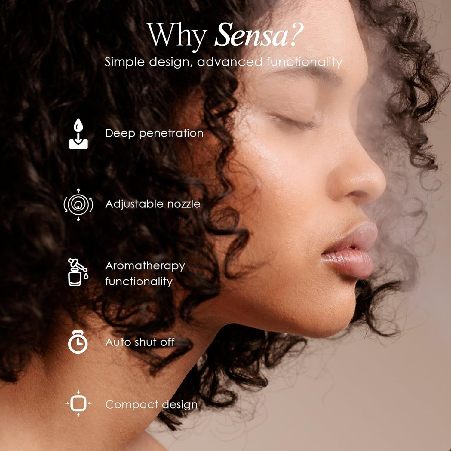 Sensa | Nano Ionic Facial Steamer by  | Deep Pore Cleansing | Warm Mist Sprayer | Detoxify & Clarify Complexion | Moisturize & Hydrate | Home Face Sauna | with 3 Essential Oil Baskets