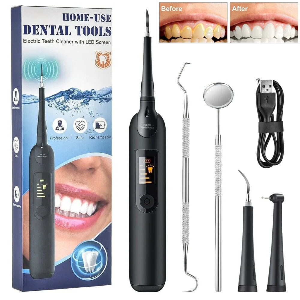 Ultrasonic Tooth Cleaner Electric Plaque Remover for Teeth with LED Display and Dentist Tool Kit