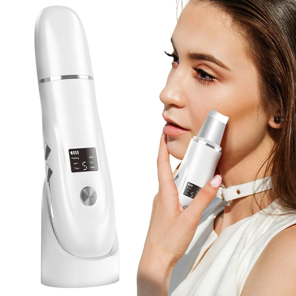 Skin Scrubber Ultrasonic Face Spatula Black Head Remover 4-In-1 for Deep Cleansing and Pore Extraction Face Tool Skin Care Women Gift