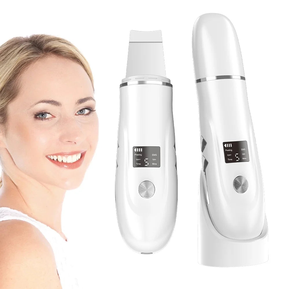 Skin Scrubber Ultrasonic Face Spatula Black Head Remover 4-In-1 for Deep Cleansing and Pore Extraction Face Tool Skin Care Women Gift