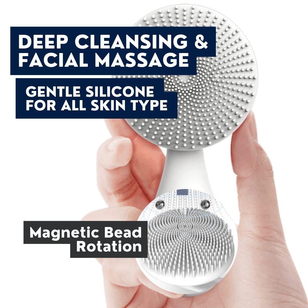 Tara Sonic Facial Cleansing Brush | Silicone Face Scrubber | Soft and Smooth Bristles Removes Dead Skin Cells and Makeup | for All Skin Types - Black