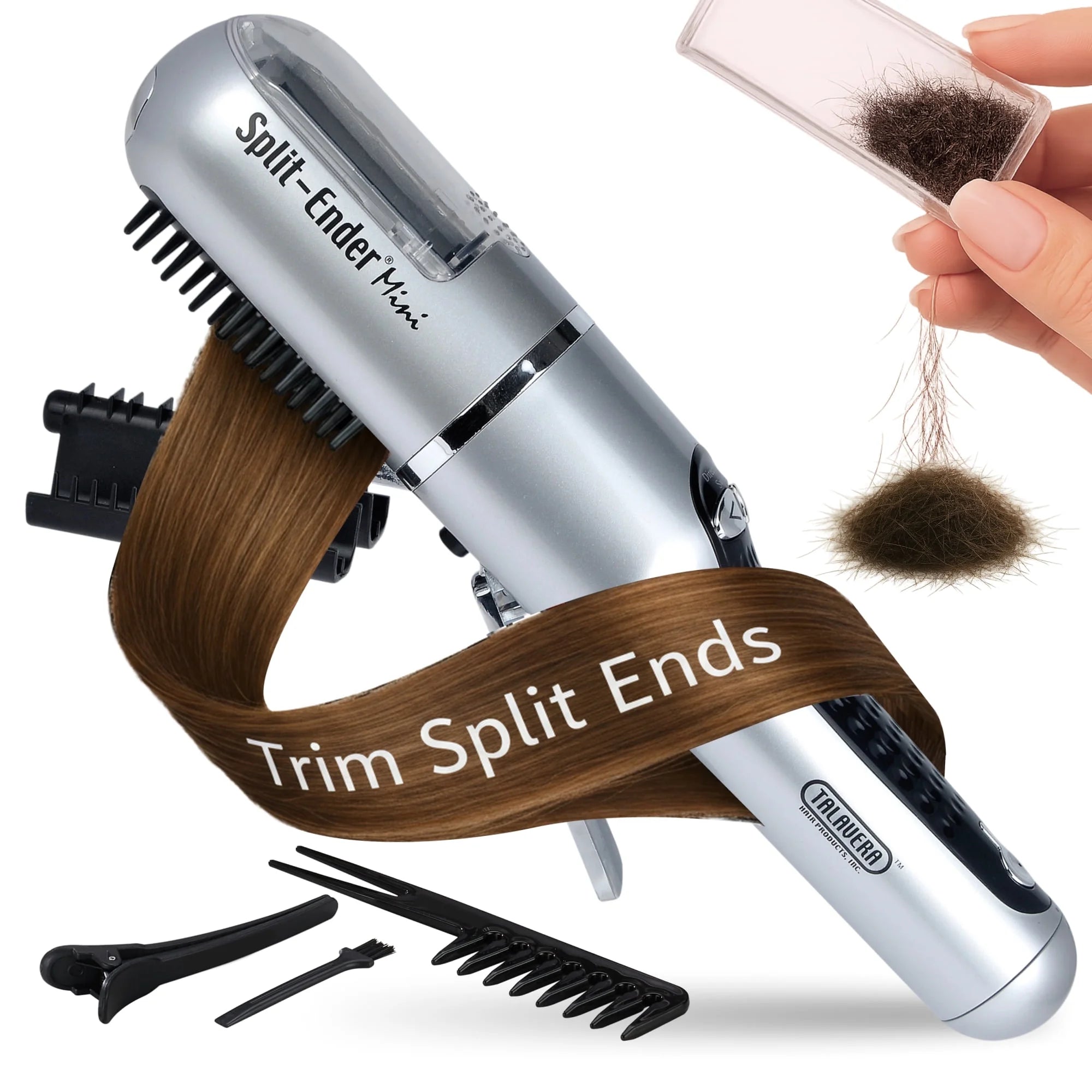 Mini - Split End Hair Remover for Damaged Hair, Fix Broken Brittle Straight Curly Frizzy Beauty Styling Tool - Silver