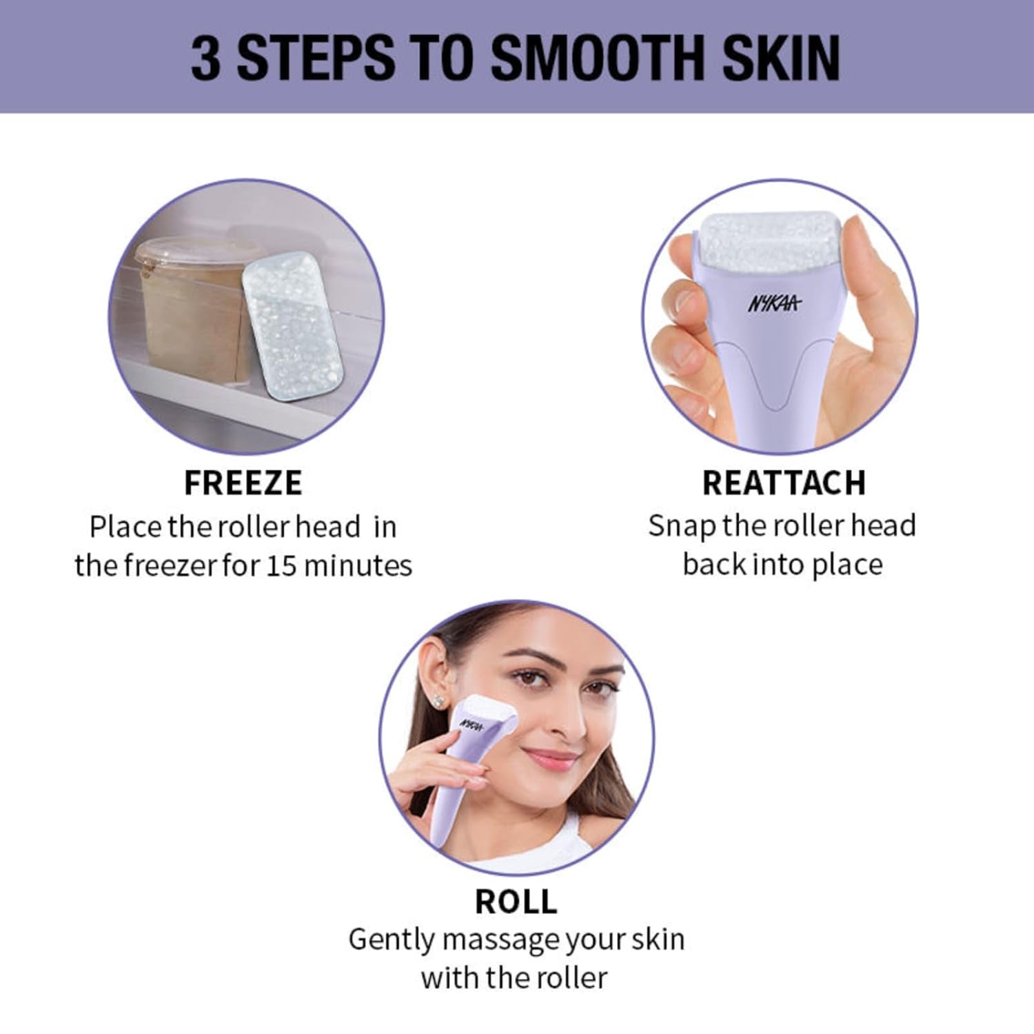 Ice Roller Massage for Face Toning - Reduces Clogged Pores - Improves Absorption - Releases Neck Stiffness - Lavender - 1 Pc